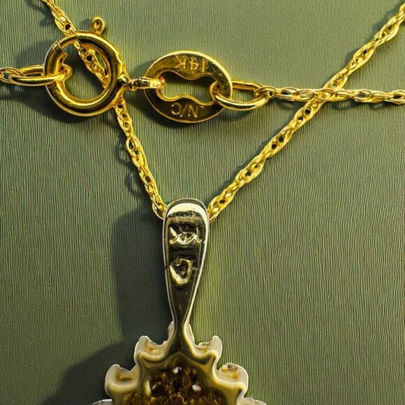 14K Gold -Natural Burmese Ruby Halo Diamond Necklace -20" 2/3 CTTW -Pear Cut -2g - Picture 12 of 16